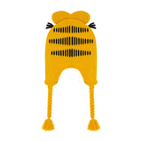 Garfield Beanie Hat, Peruvian Winter Knit Cap with 3D Cat Ears and Tassels