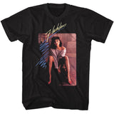 Flashdance T-shirt of the movie poster featuring Alex Owens in an iconic 1980s movie scene with neon retro graphics