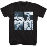 Black T-shirt featuring a four-panel Footloose photo collage with the classic Footloose logo across the center.