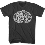 Black T-shirt featuring an engraved-style white Fraggle Rock logo.