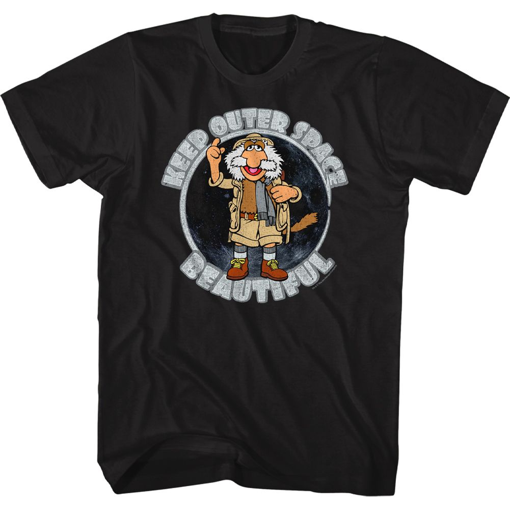 Fraggle Rock Keep Outer Space beautiful T-shirt with character in astronaut-style outfit and retro space graphic
