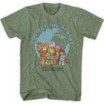 Fraggle Rock Protect the Planet T-shirt with characters and globe graphic in retro style