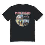 Black t-shirt with Pink Floyd graphic design on a white background