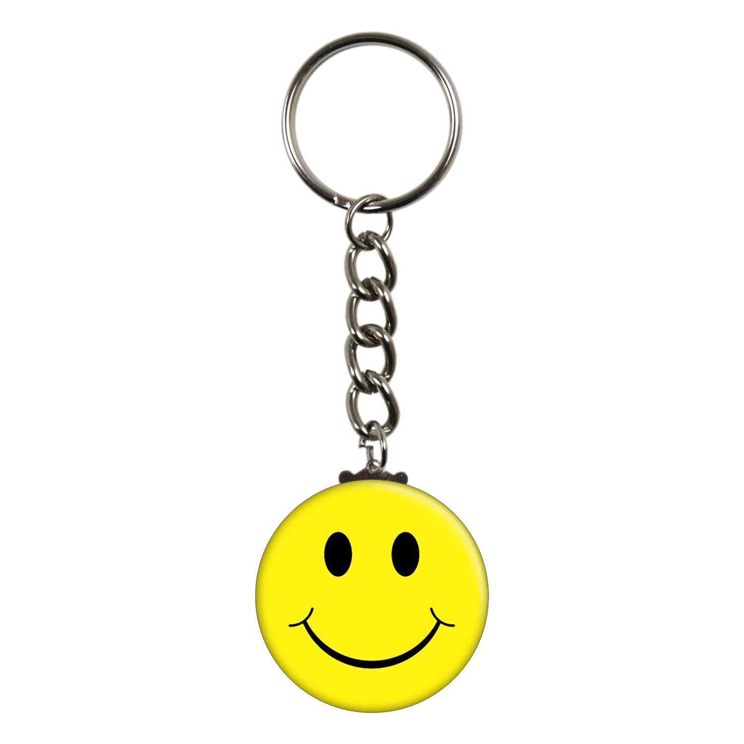 Happy Face - Black On Yellow Keychain