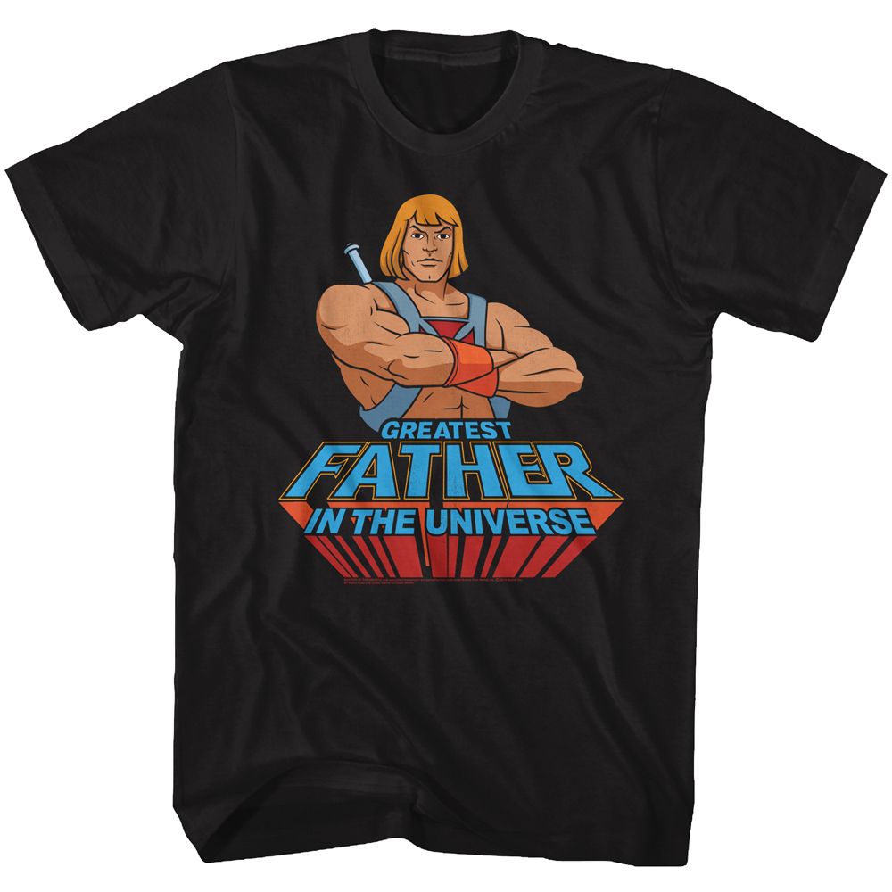 He-Man Greatest Father in the Universe T-shirt featuring retro Masters of the Universe artwork