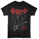 Headbangers Ball 1989 Tour skull guitarist graphic on black officially licensed MTV T-shirt