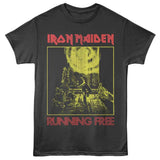 Iron Maiden Running Free T-shirt with vintage yellow and red album-style artwork