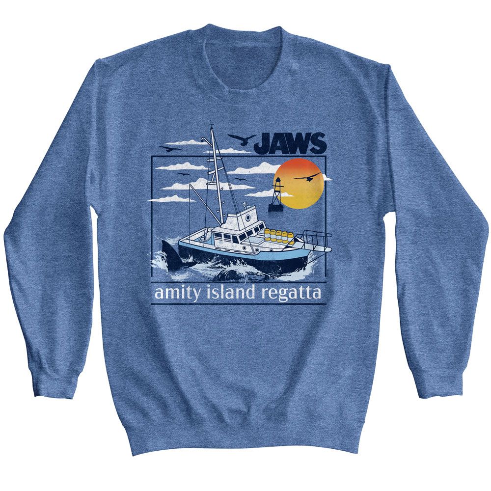 Officially licensed Jaws Amity Island Regatta sweatshirt with fishing boat design