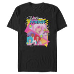 Black Jem and the Holograms T-Shirt featuring Jem, Synergy, and the Holograms with colorful neon geometric artwork and star graphics