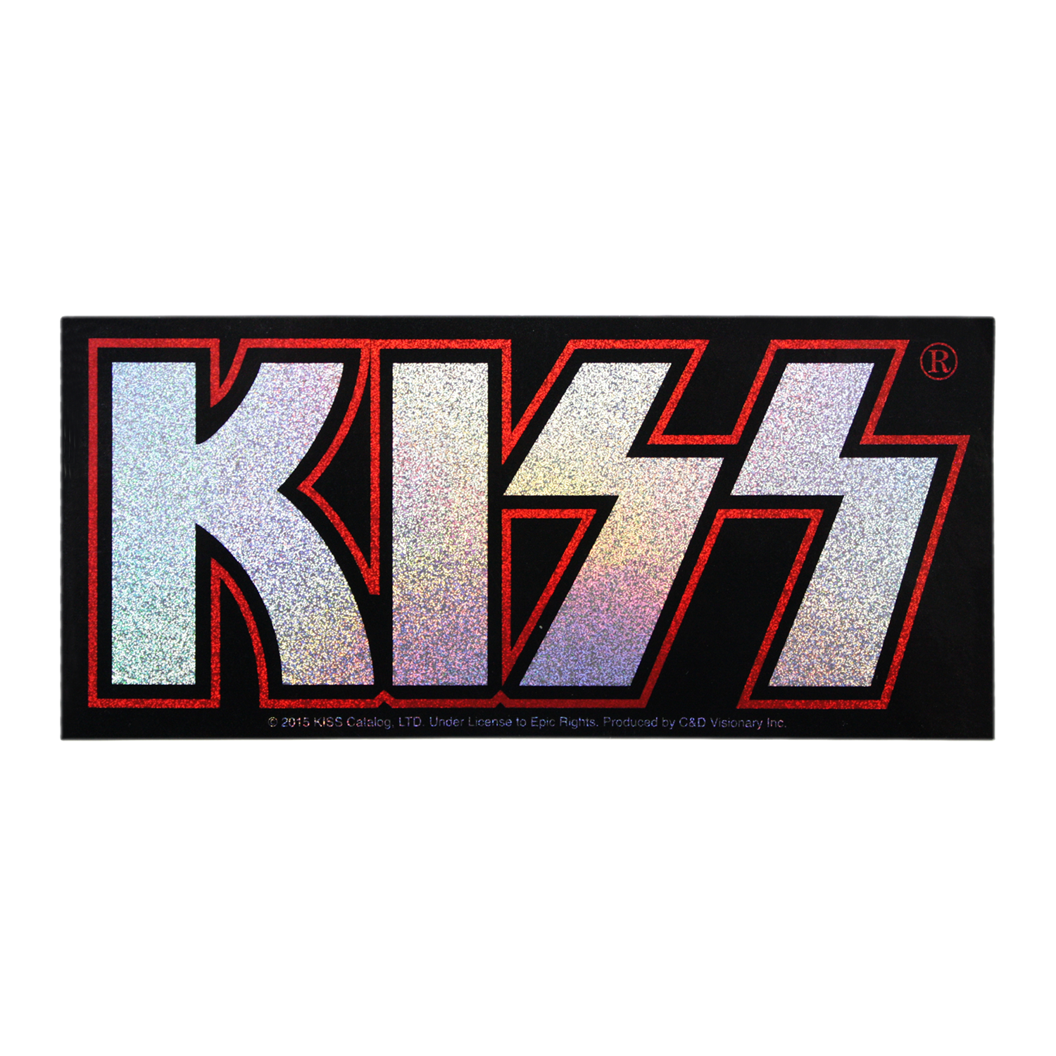 KISS  - Glittery Silver And Black Logo Sticker