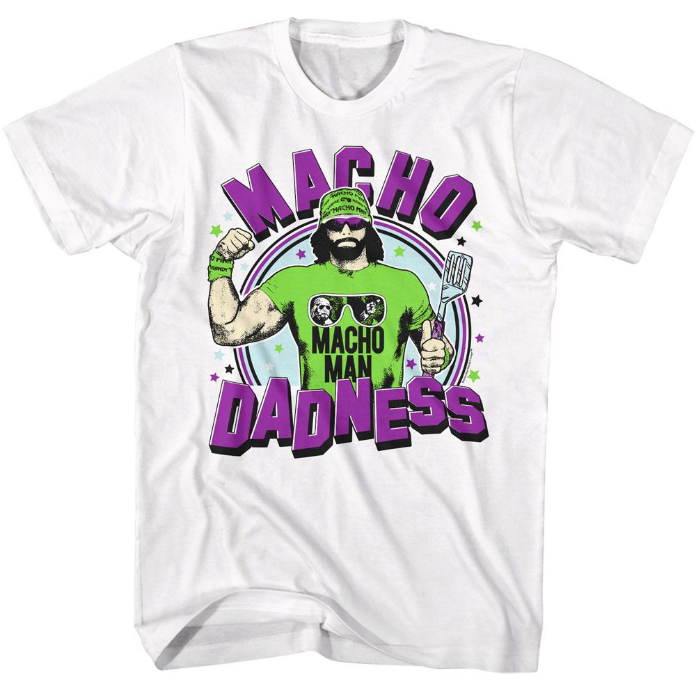 Macho Man Madness Father’s Day T-shirt featuring Randy Savage retro wrestling artwork