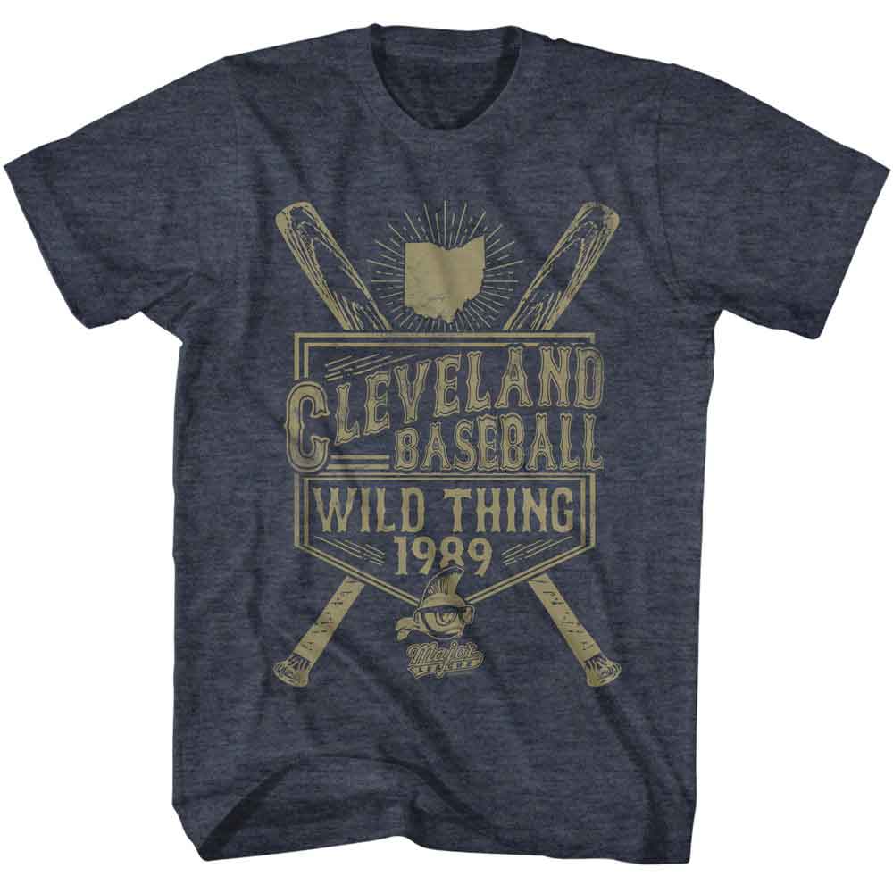 Major League Cleveland Baseball Wild Thing 1989 T-shirt with crossed bats vintage design