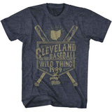Major League Cleveland Baseball Wild Thing 1989 T-shirt with crossed bats vintage design