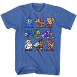 Officially licensed Mega Man 8-bit character lineup retro Capcom gaming t-shirt