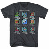 Officially licensed Mega Man Press Start robot masters select screen retro gaming t-shirt