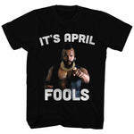 Mr. T pointing graphic with It’s April Fools text officially licensed black T-shirt