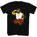 Mr. T flexing pose classic logo graphic officially licensed black T-shirt