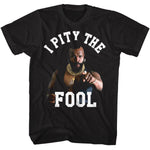Mr. T pointing forward with I Pity the Fool text officially licensed black T-shirt