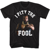 Mr. T pointing forward with I Pity the Fool text officially licensed black T-shirt