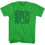 Green MTV shamrock pattern Music Television logo officially licensed T-shirt