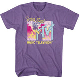 Purple MTV Spring Break 88 Music Television T-shirt with retro palm tree graphic