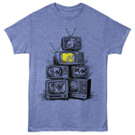 Vintage stacked televisions with MTV Music Television logos officially licensed T-shirt