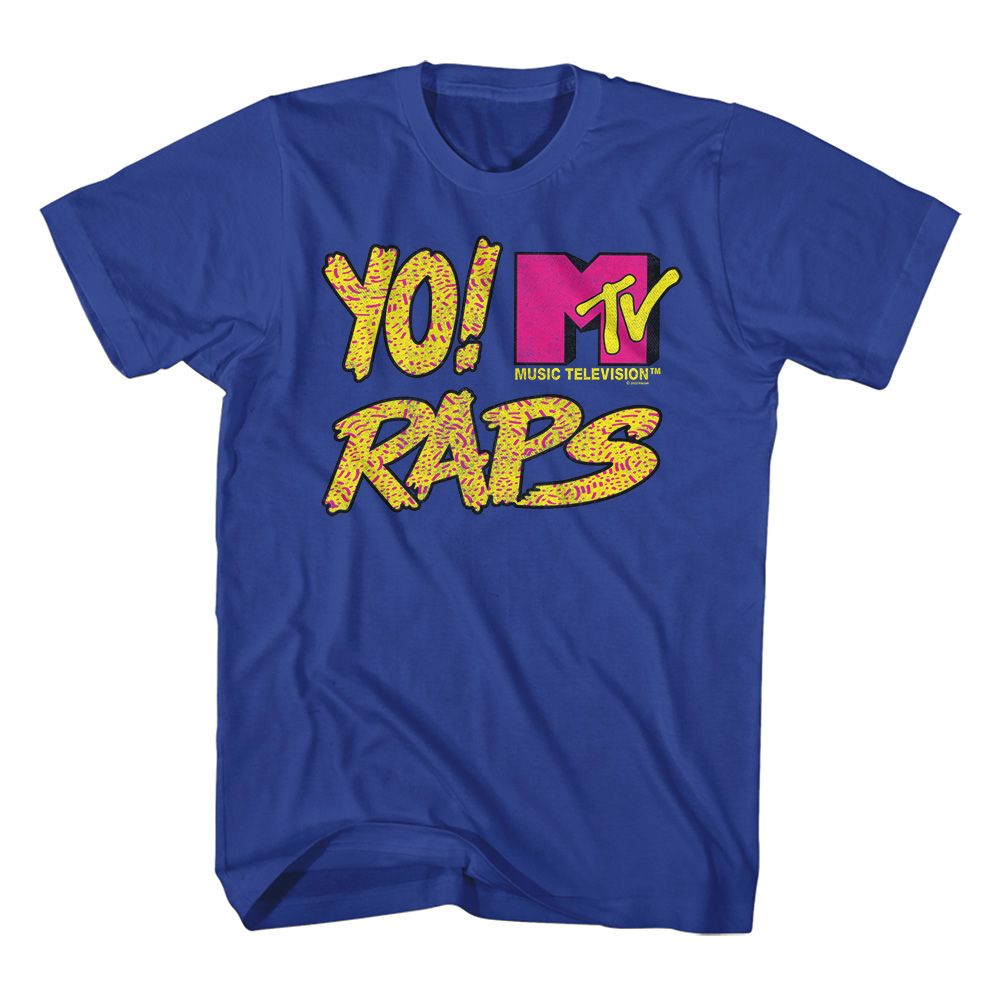 Blue MTV Yo! Raps logo Music Television graphic officially licensed T-shirt