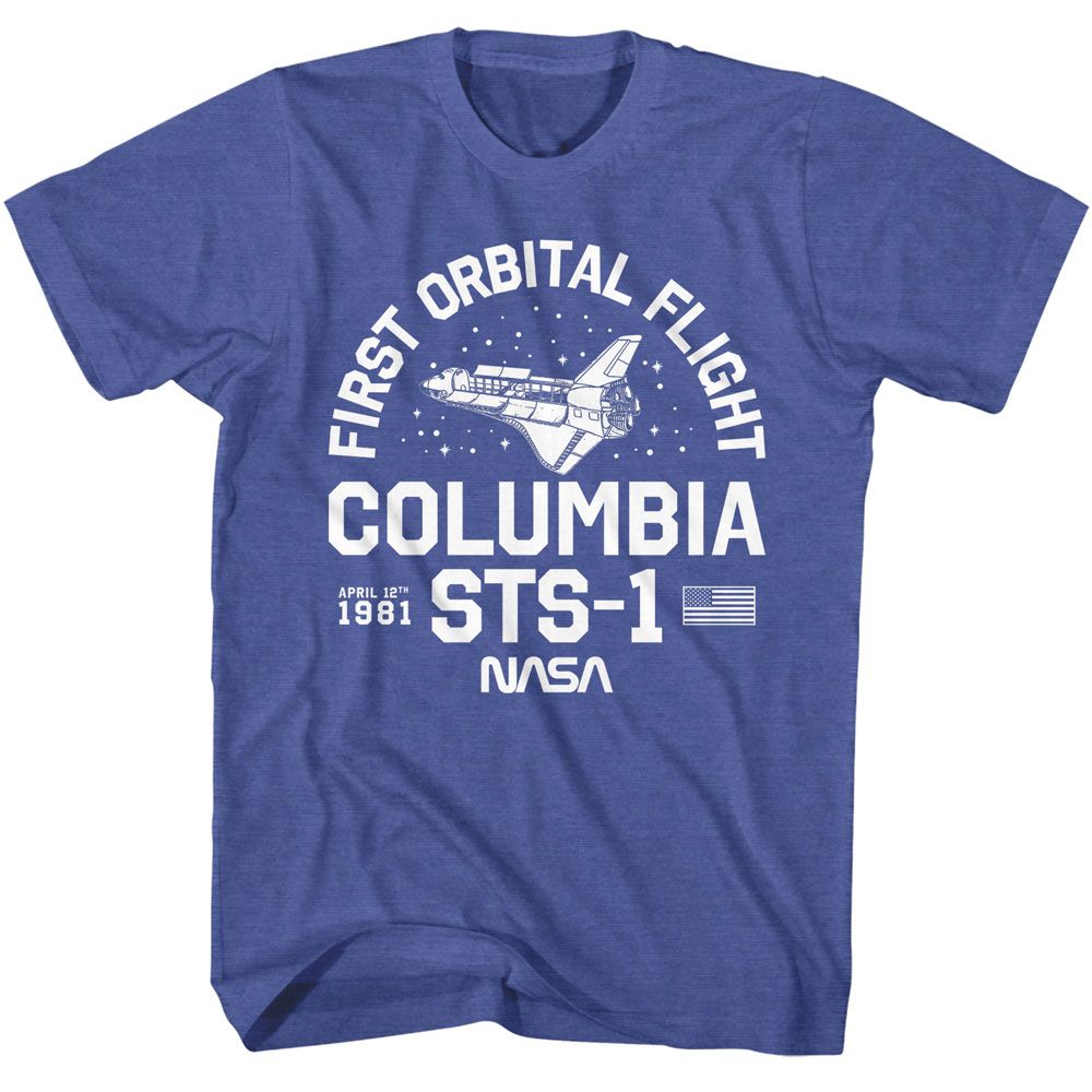 Officially licensed NASA Columbia STS-1 first orbital flight 1981 blue T-shirt