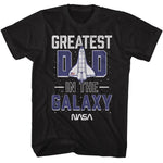 NASA Greatest Dad in the Galaxy T-shirt with space shuttle graphic and retro space design