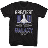 NASA Greatest Dad in the Galaxy T-shirt with space shuttle graphic and retro space design