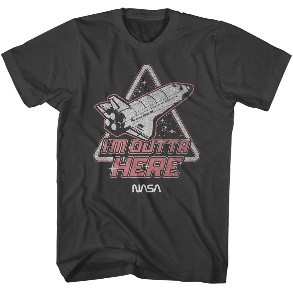 NASA space shuttle Im Outta Here graphic officially licensed black T-shirt
