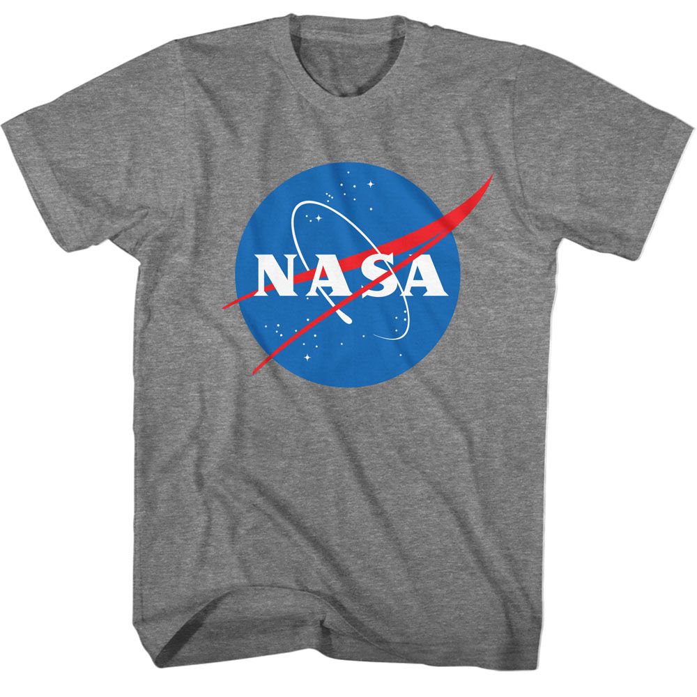 NASA meatball logo officially licensed gray T-shirt with classic blue and red insignia