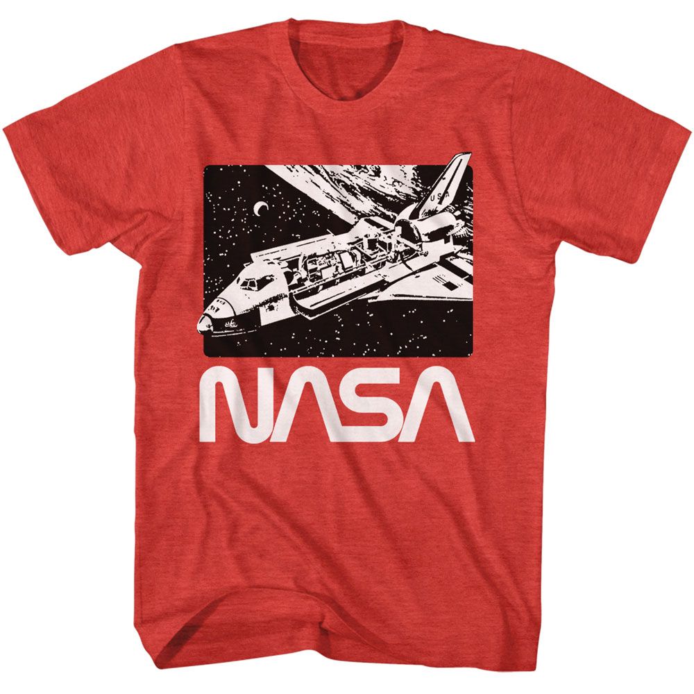 NASA space shuttle cutaway orbit illustration officially licensed red T-shirt