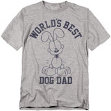 Odie World’s Best Dog Dad T-shirt featuring classic Garfield character artwork and vintage style text