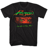 Poison Open Up and Say Ahh T-shirt featuring green eyes graphic and Poison logo
