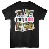 Officially licensed Pretty in Pink t-shirt featuring movie photo collage and classic logo design