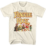 Cream T-shirt featuring the Fraggle Rock logo with the full cast of Fraggle characters standing below it.