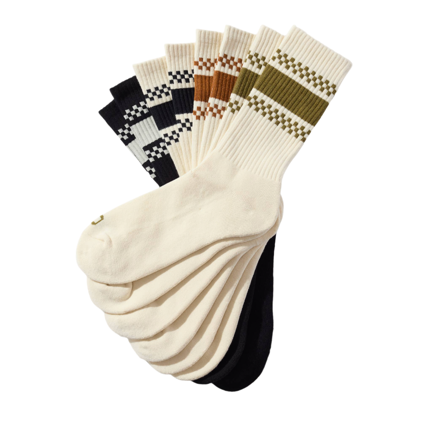 Checkerboard Striped Crew Socks