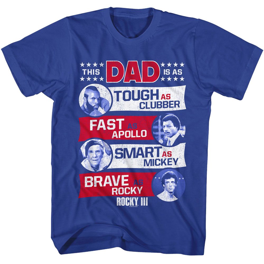 Rocky III Father’s Day T-shirt featuring Rocky, Apollo Creed, Clubber Lang, and Mickey graphics