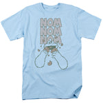 Sesame Street T-shirt featuring Cookie Monster eating cookies with “Nom Nom Nom” text in a distressed vintage style