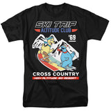 Sesame Street T-shirt featuring Big Bird and Cookie Monster skiing with “Ski Trip Altitude Club ’69” retro mountain design