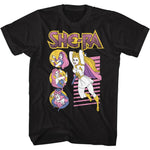 Black She-Ra T-shirt featuring She-Ra and other characters from the classic 1980s animated series She-Ra: Princess of Power.