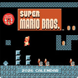 Super Mario Bros. 2026 calendar cover with classic game graphics.