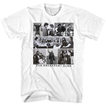 White The Breakfast Club T-shirt featuring a black and white collage of scenes from the film with the title below