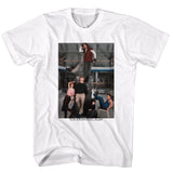 White The Breakfast Club T-shirt featuring the cast posed around the library statue with the film title below