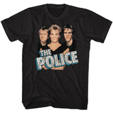 Black T-shirt featuring The Police band photo with bold vintage style logo