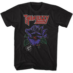 Black T-shirt featuring Thin Lizzy logo with Black Rose album artwork