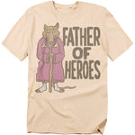 Teenage Mutant Ninja Turtles Father of Heroes T-shirt featuring Master Splinter in a retro design
