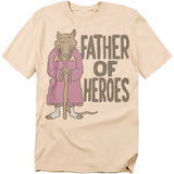 Teenage Mutant Ninja Turtles Father of Heroes T-shirt featuring Master Splinter in a retro design