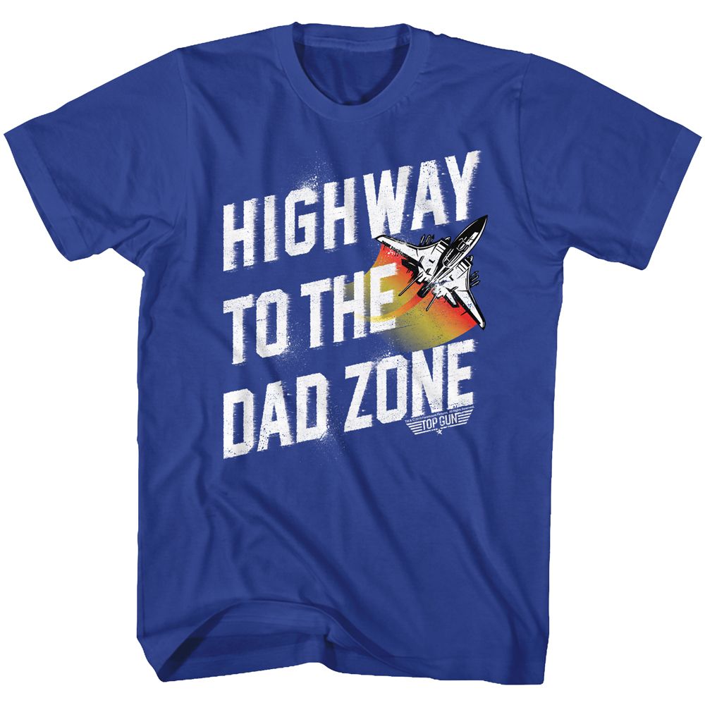 Top Gun Highway to the Dad Zone T-shirt with fighter jet and retro aviation design